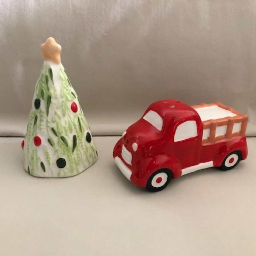 Christmas Truck and Tree Salt Pepper Shakers